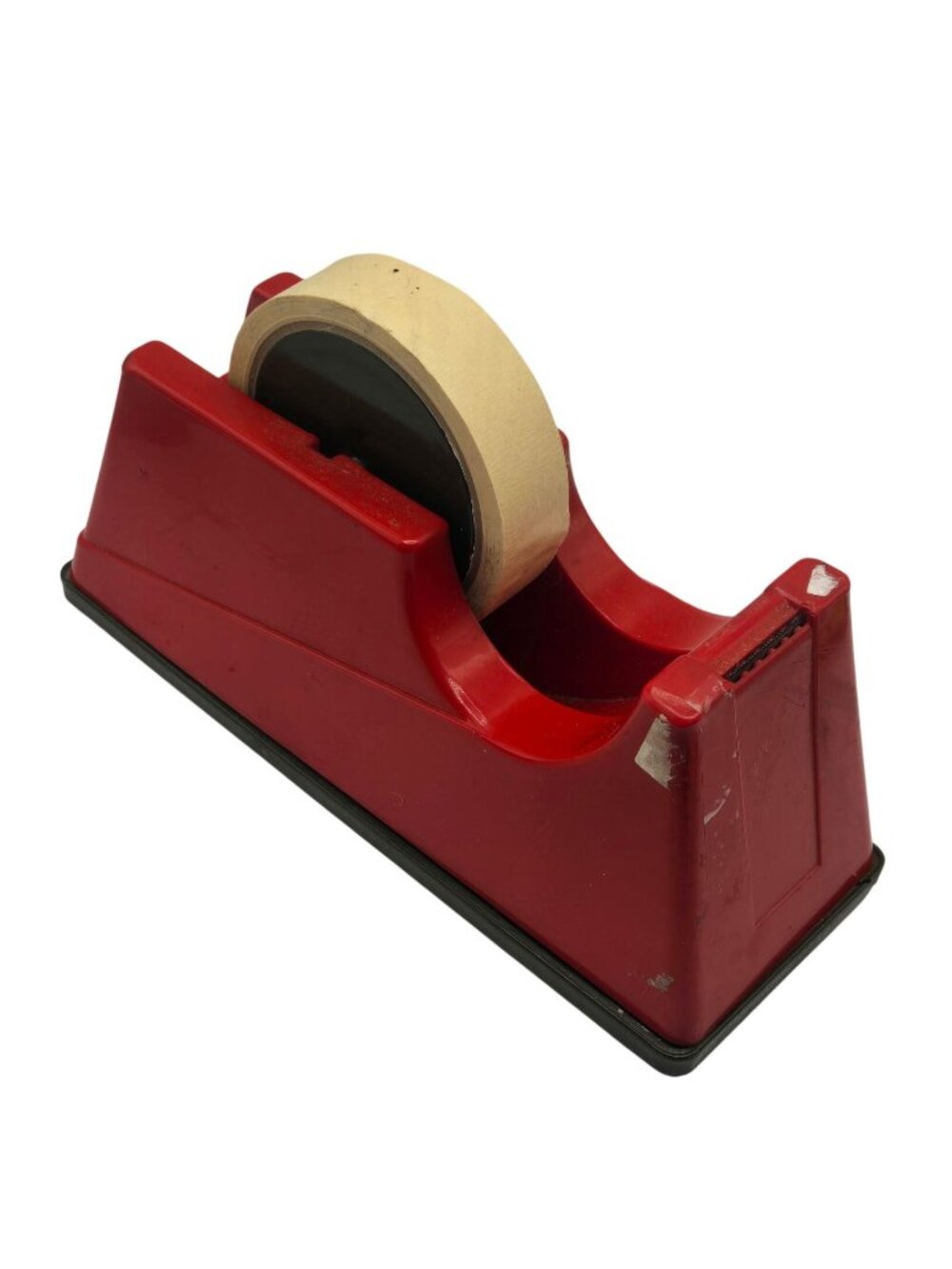Vintage Red Orange Plastic Tape Dispenser Industrial Desk Decor Retro AS IS